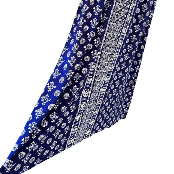 Garnet Hill Navy Blue Floral Print Maxi Dress Size 6 - Picture 7 of 16